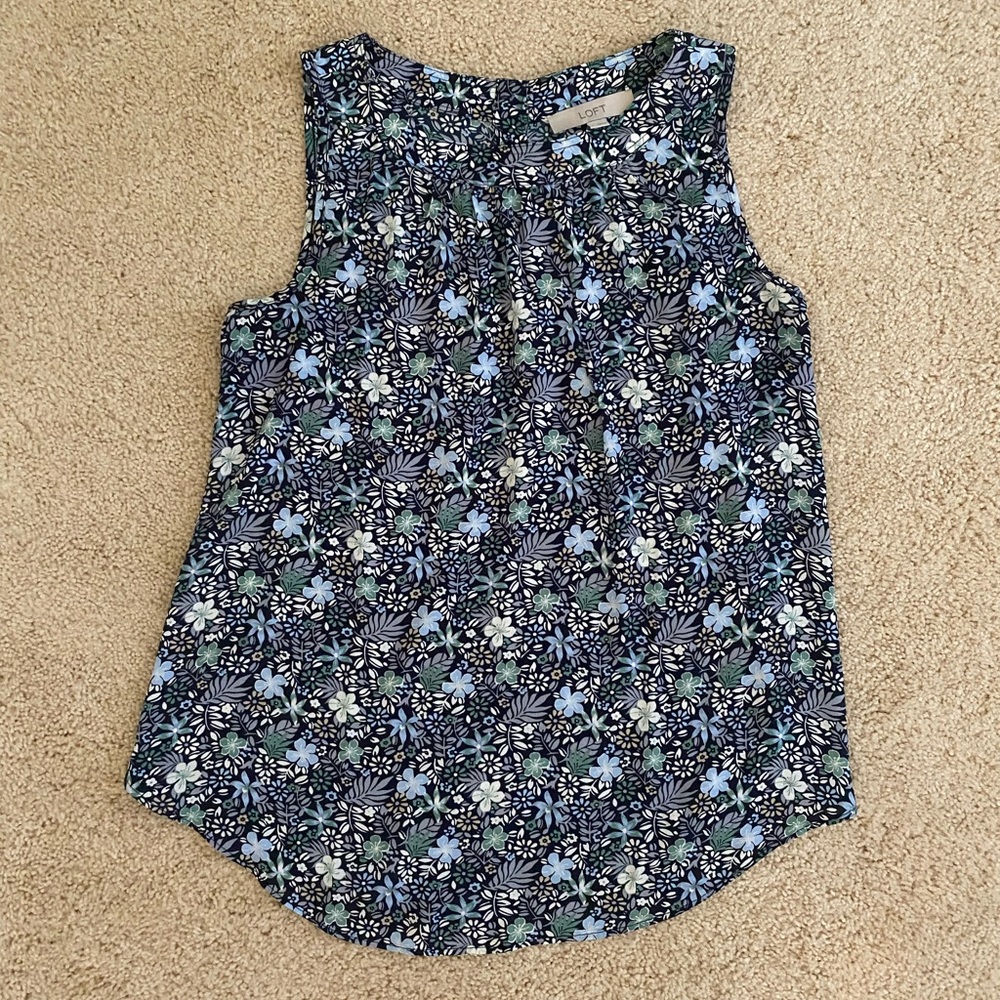 Loft Floral Pattern Blouse Tank Top Shirt